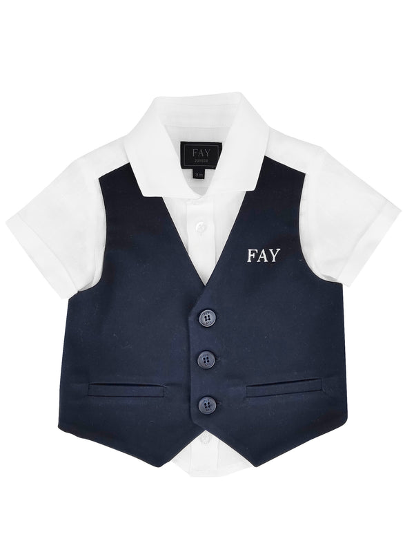 ViaMonte Shop | Fay camicia baby boy bianca in lino con gilet