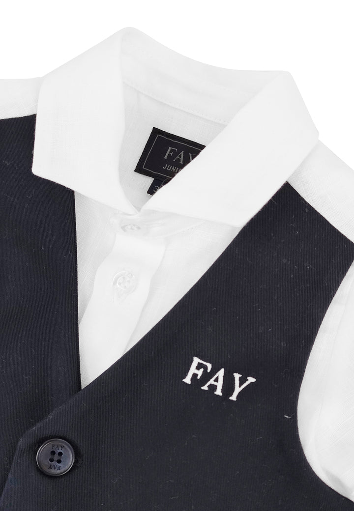 ViaMonte Shop | Fay camicia baby boy bianca in lino con gilet