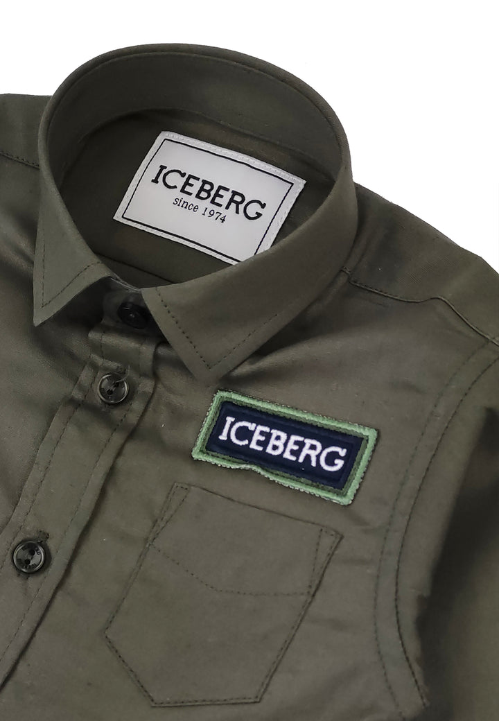 ViaMonte Shop | Ice Iceberg baby boy camicia verde in popeline di cotone