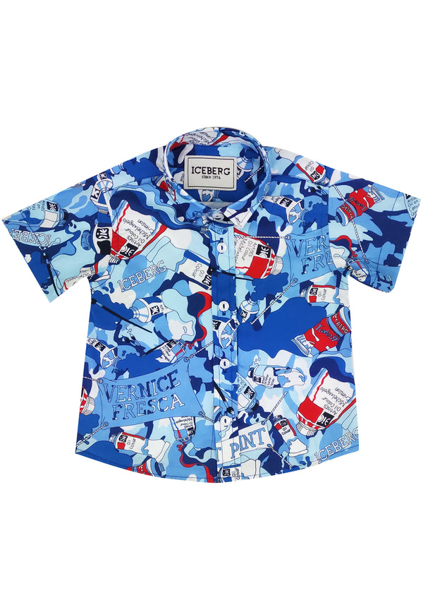 ViaMonte Shop | Ice Iceberg bambino camicia stampata in popeline di cotone