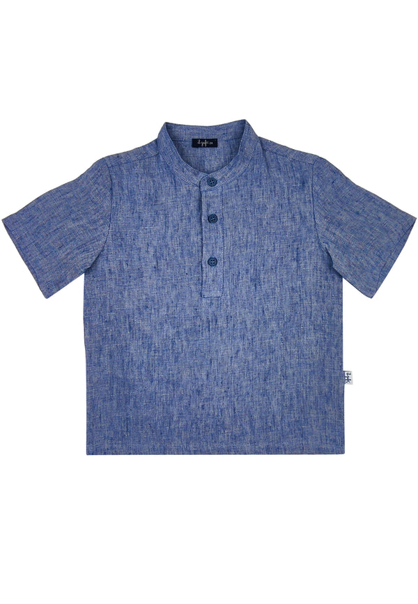 ViaMonte Shop | Il Gufo camicia bambino celeste chiaro in puro lino