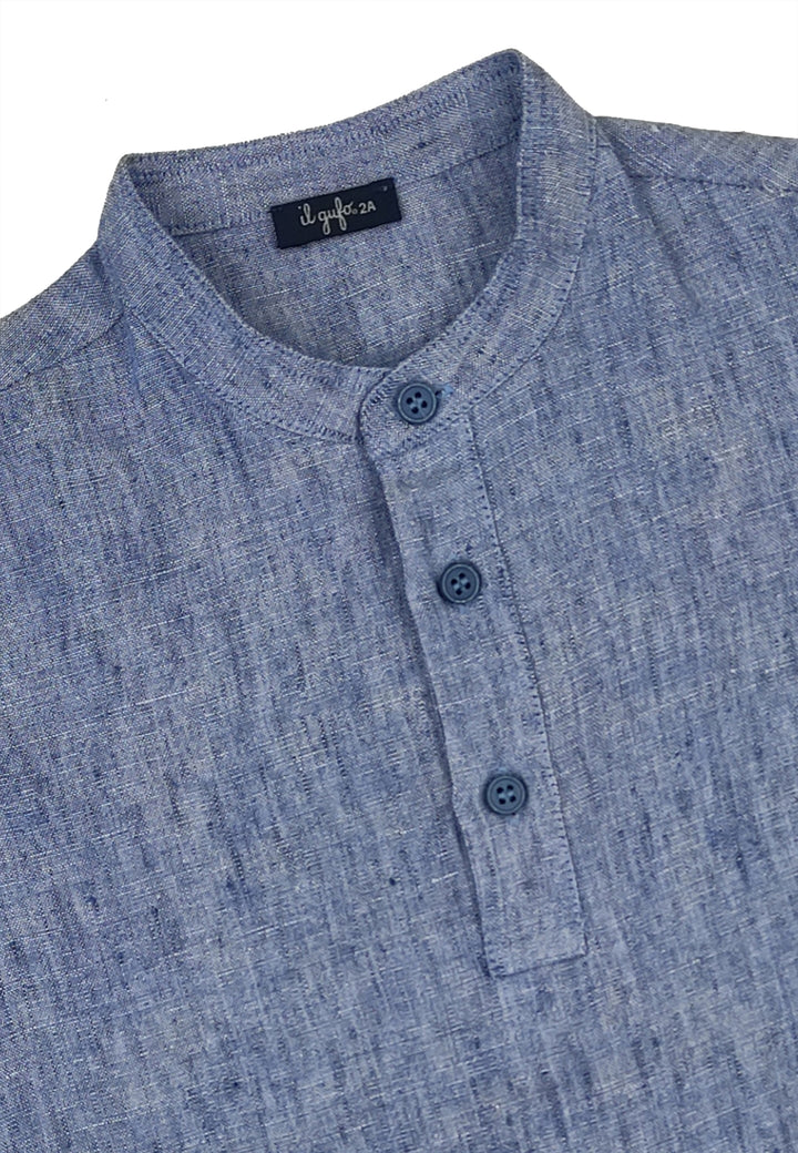 ViaMonte Shop | Il Gufo camicia bambino celeste chiaro in puro lino