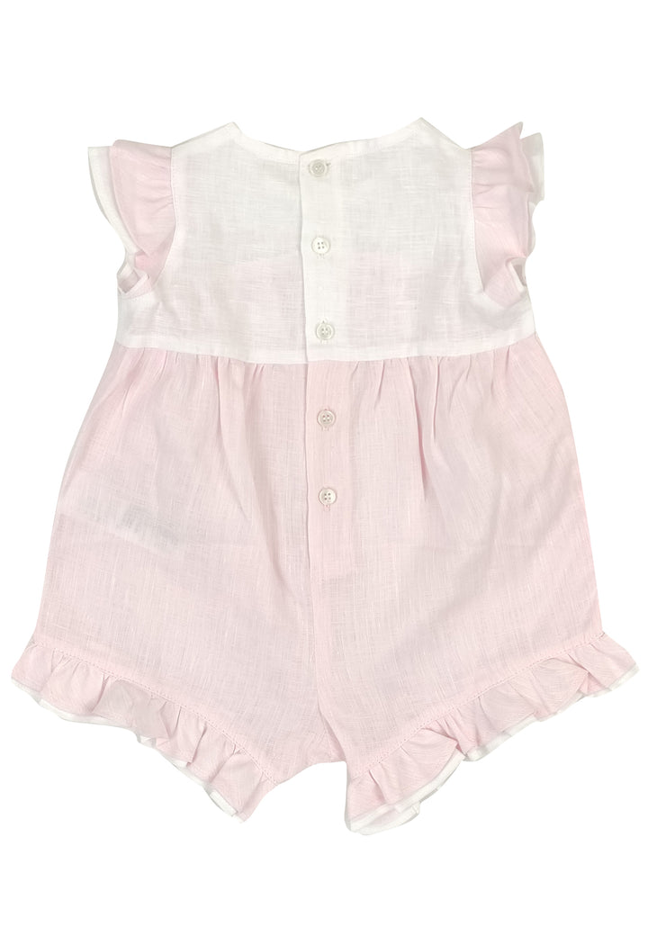 ViaMonte Shop | Il Gufo baby girl pagliaccetto bicolor in lino