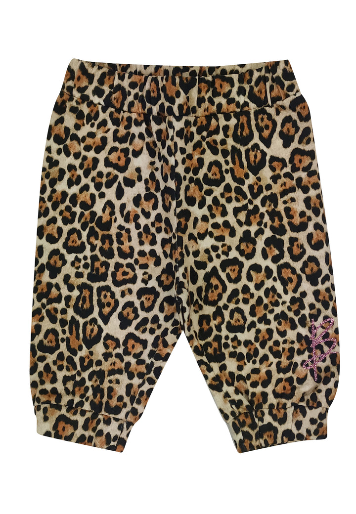 ViaMonte Shop | Miss Blumarine bambina pantalone stampa animalier in felpa di cotone