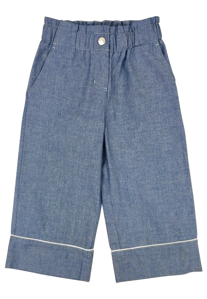 ViaMonte Shop | Moncler Enfant pantalone bambina blu in cotone chambray