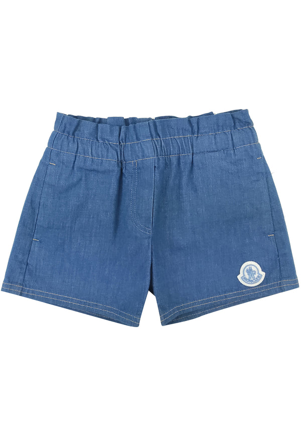 ViaMonte Shop | Moncler Enfant shorts baby girl blu in denim di cotone