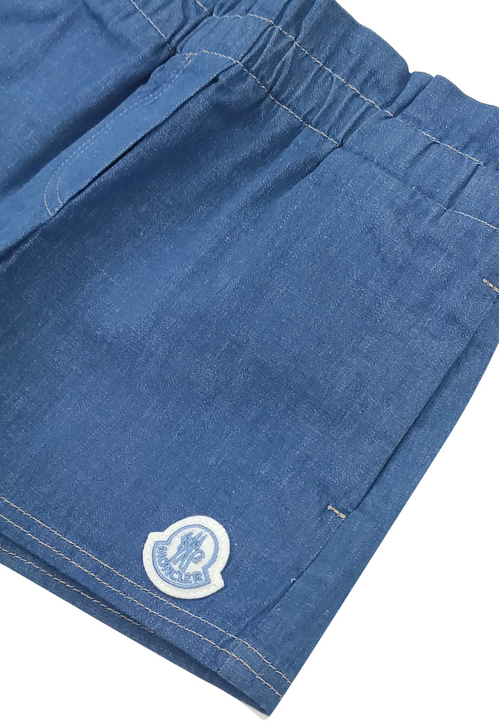 ViaMonte Shop | Moncler Enfant shorts bambina blu in denim di cotone