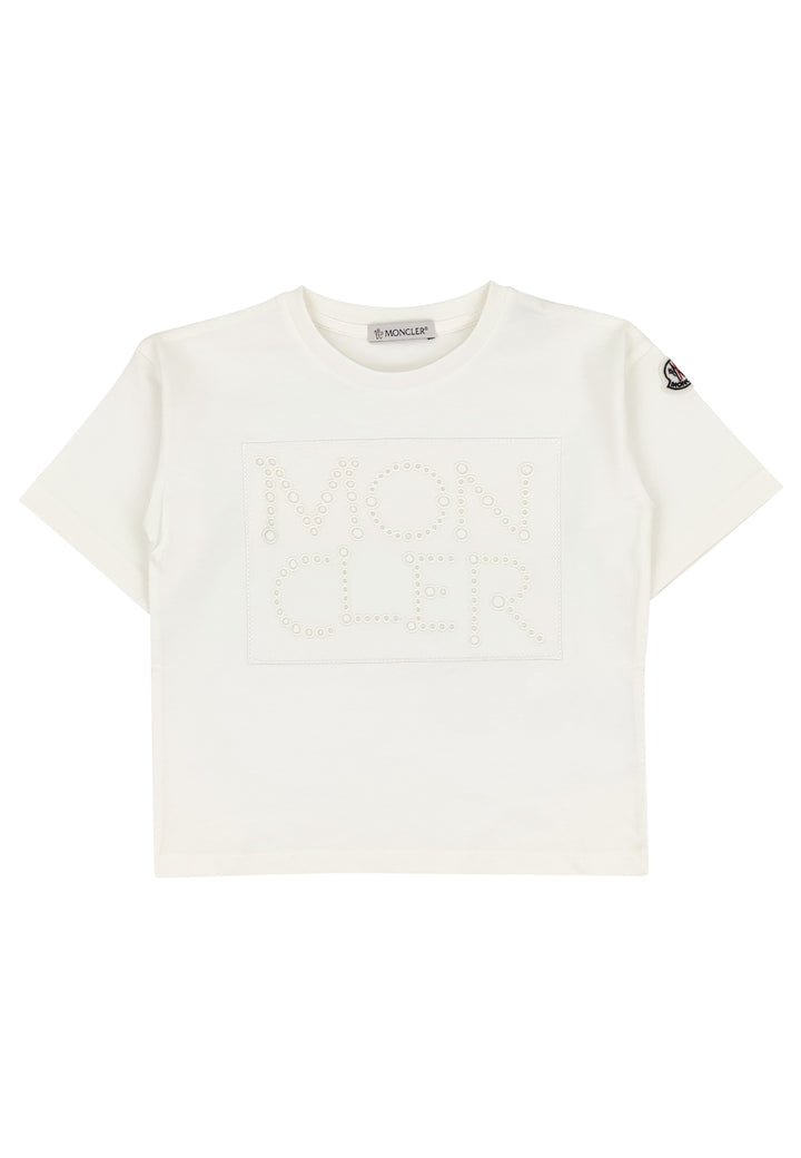 ViaMonte Shop | Moncler Enfant t-shirt bambina panna in jersey di cotone