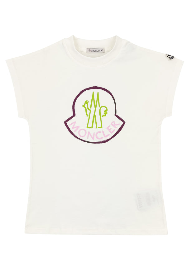 ViaMonte Shop | Moncler Enfant t-shirt bambina panna in jersey di cotone