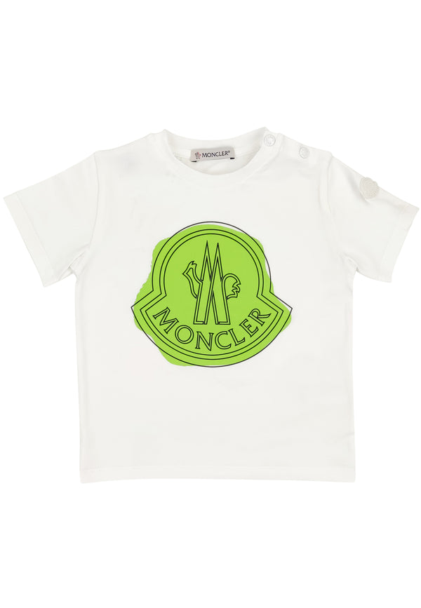 ViaMonte Shop | Moncler Enfant t-shirt baby boy panna in jersey di cotone con logo