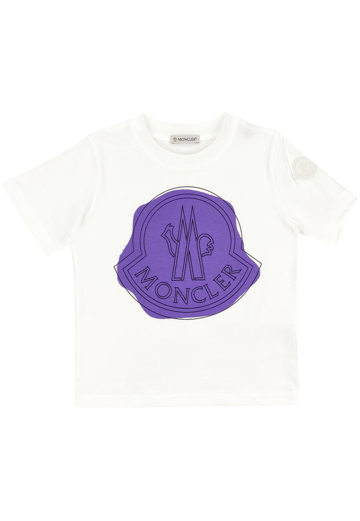 ViaMonte Shop | Moncler Enfant t-shirt bambino bianca in jersey di cotone con logo