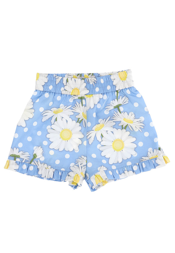 ViaMonte Shop | Monnalisa bambina shorts celeste in popeline di cotone stampato