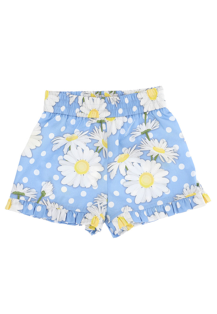 ViaMonte Shop | Monnalisa bambina shorts celeste in popeline di cotone stampato