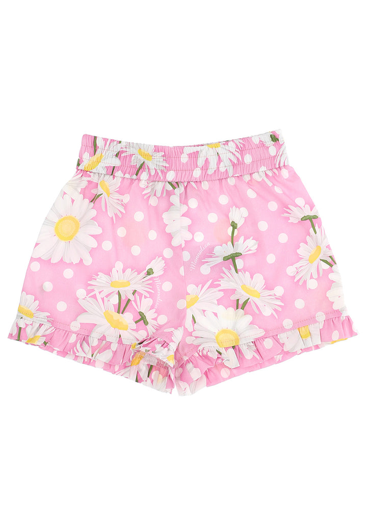 ViaMonte Shop | Monnalisa bambina shorts rosa in popeline di cotone stampato