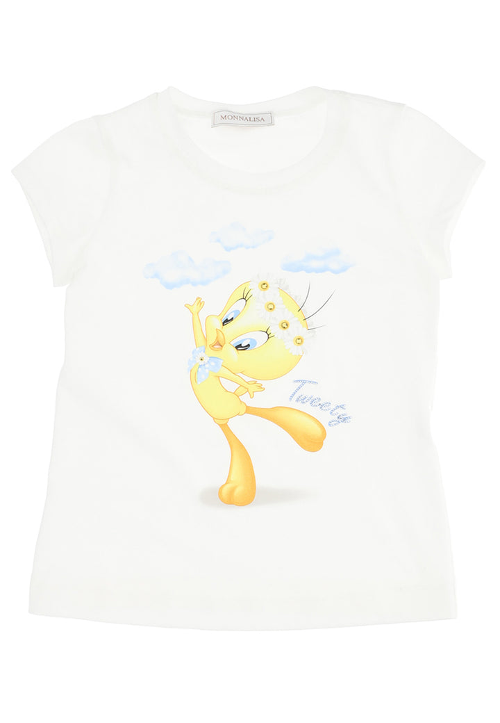 ViaMonte Shop | Monnalisa bambina t-shirt panna in jersey di cotone stretch