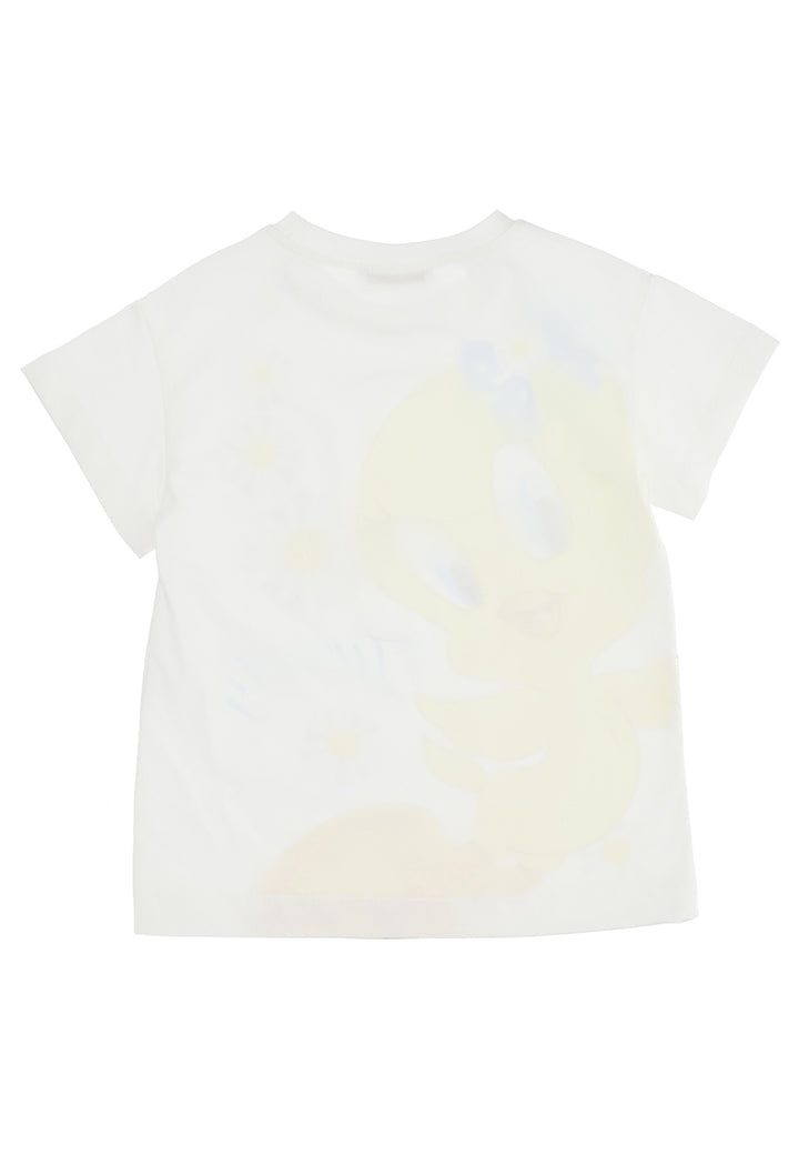 ViaMonte Shop | Monnalisa bambina maxi t-shirt in jersey di cotone panna