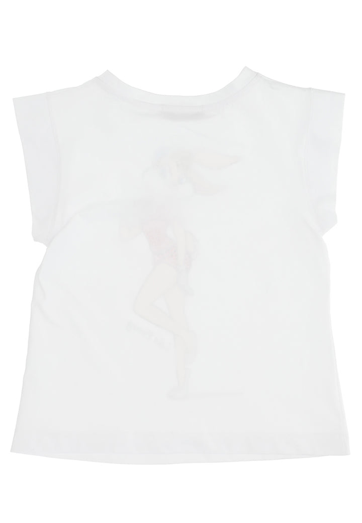 ViaMonte Shop | Monnalisa bambina maxi t-shirt smanicata bianca in jersey di cotone
