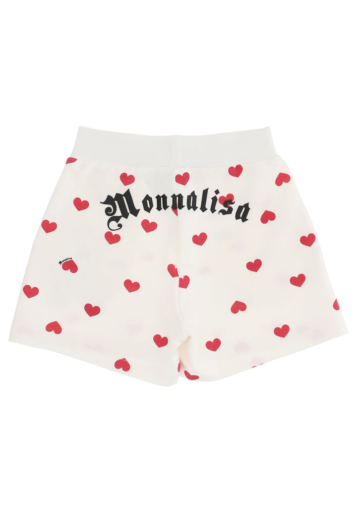 ViaMonte Shop | Monnalisa bambina shorts panna in felpa di cotone con stampa