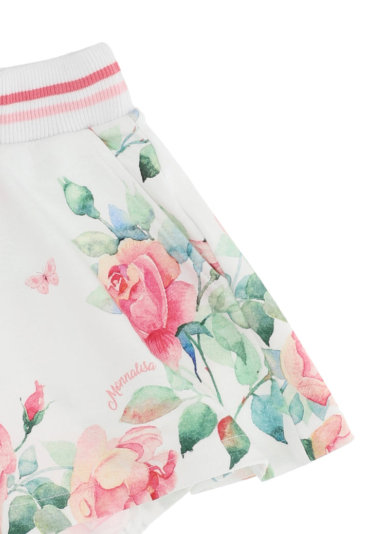 ViaMonte Shop | Monnalisa bambina shorts panna in felpa di cotone con stampa