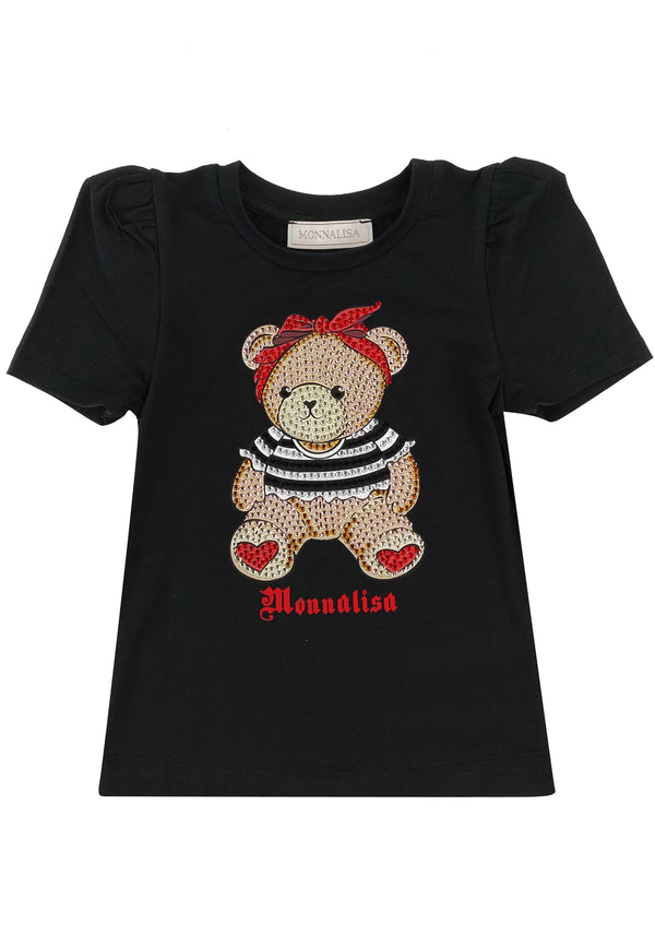 ViaMonte Shop | Monnalisa bambina t-shirt nera in jersey di cotone