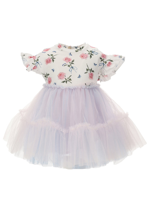 ViaMonte Shop | Monnalisa abito baby girl panna in cotone stampato e tulle