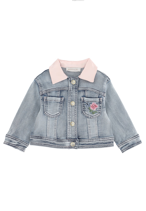 ViaMonte Shop | Monnalisa baby girl giacca in denim di cotone blu chiaro