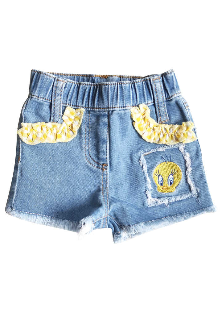 ViaMonte Shop | Monnalisa baby girl shorts di jeans blu chiaro in cotone stretch