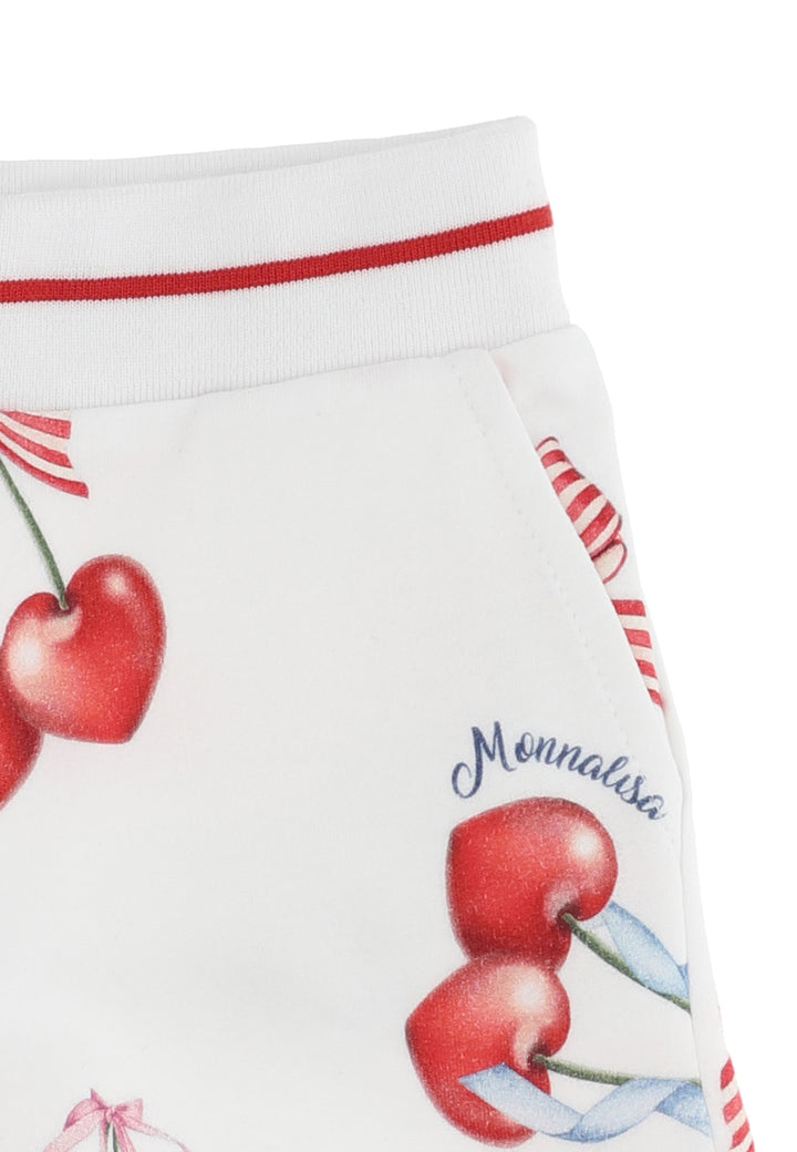 ViaMonte Shop | Monnalisa baby girl shorts bianco in felpa di cotone con stampa
