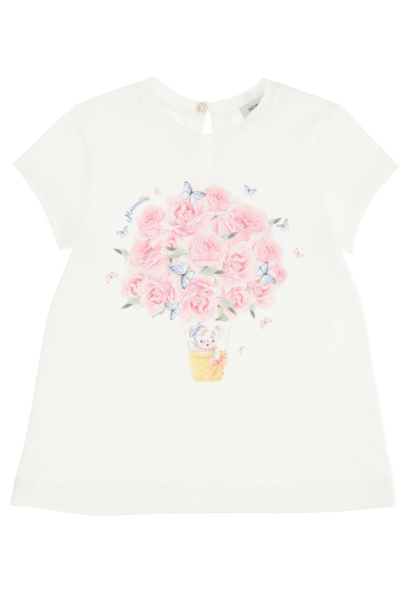ViaMonte Shop | Monnalisa baby girl maxi t-shirt in jersey di cotone panna