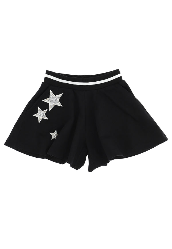 ViaMonte Shop | Monnalisa bambina shorts nero svasato in felpa di cotone