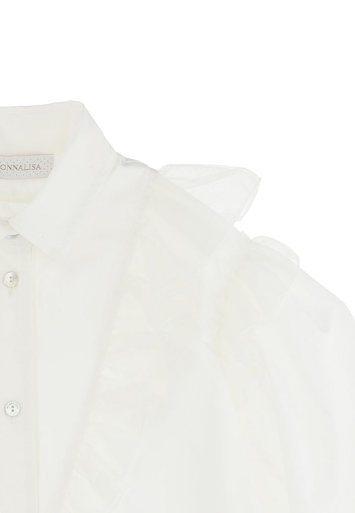 ViaMonte Shop | Monnalisa bambina camicia panna in popeline di cotone