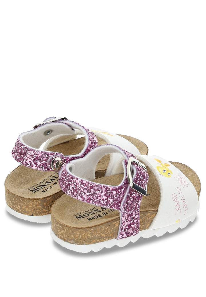 ViaMonte Shop | Monnalisa sandalo bambina bianco in ecopelle e glitter