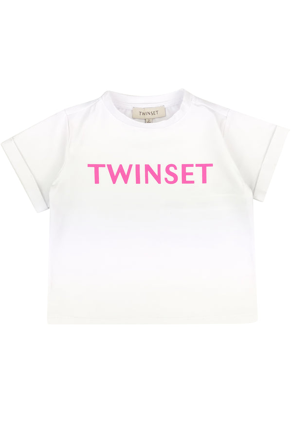 ViaMonte Shop | Twin Set bambina t-shirt bianca in jersey di cotone