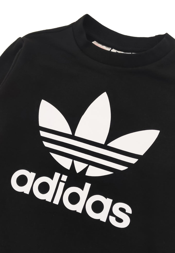 ViaMonte Shop | Adidas felpa Trefoil crew nera ragazzo in cotone