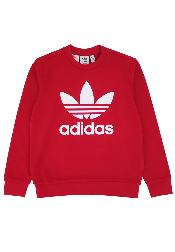 ViaMonte Shop | Adidas felpa trefoil crew rossa ragazzo in cotone