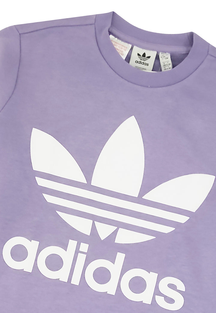 ViaMonte Shop | Adidas felpa trefoil crew viola ragazzo in cotone