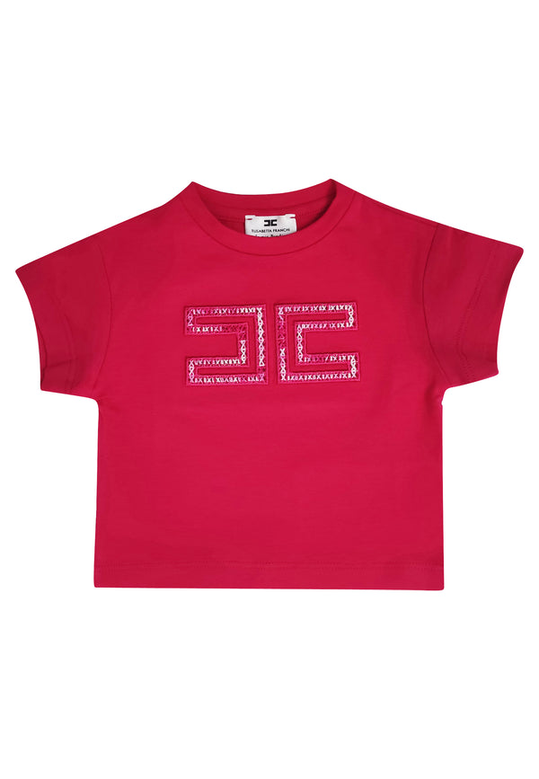ViaMonte Shop | Elisabetta Franchi T-Shirt neonata fucsia in cotone