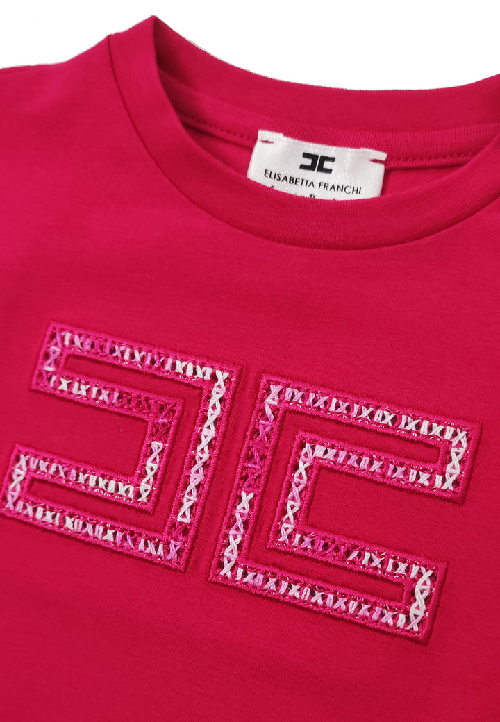 ViaMonte Shop | Elisabetta Franchi T-Shirt neonata fucsia in cotone