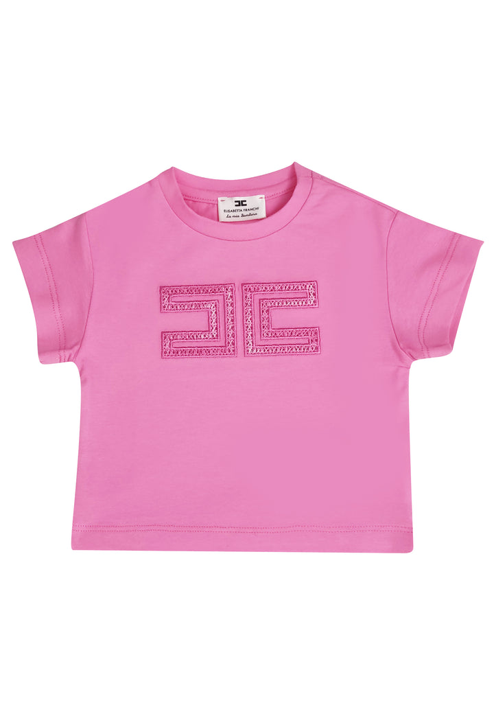 ViaMonte Shop | Elisabetta Franchi T-Shirt neonata rosa in cotone