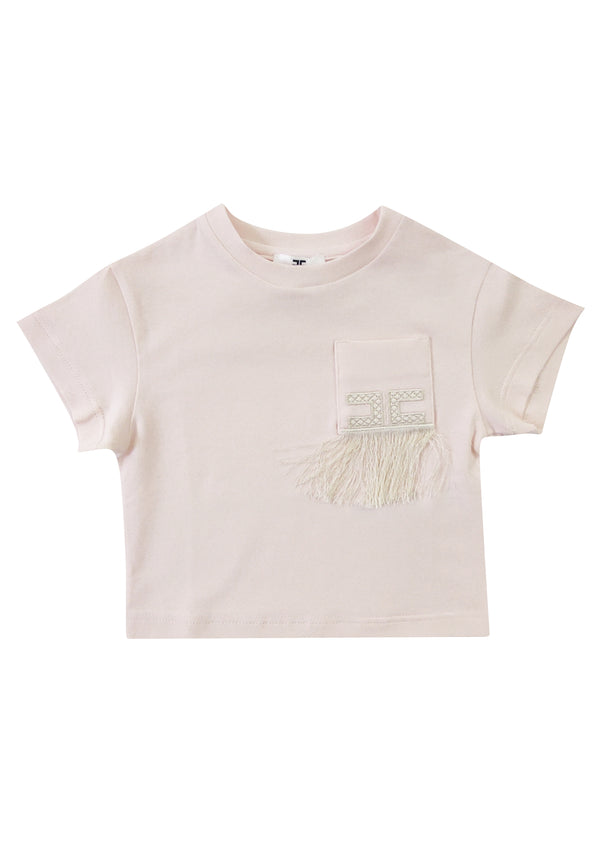 ViaMonte Shop | Elisabetta Franchi T-Shirt neonata rosa in jersey di cotone