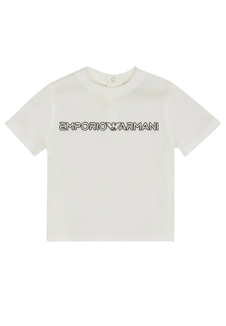 ViaMonte Shop | Emporio Armani T-Shirt neonato bianca con logo a contrasto