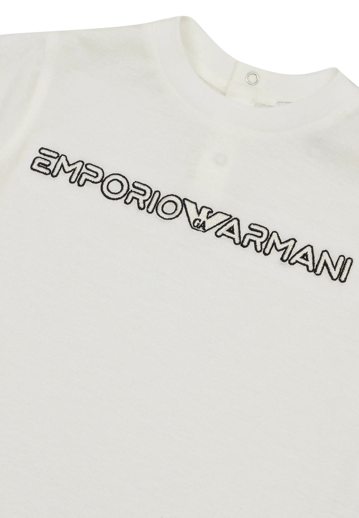 ViaMonte Shop | Emporio Armani T-Shirt neonato bianca con logo a contrasto
