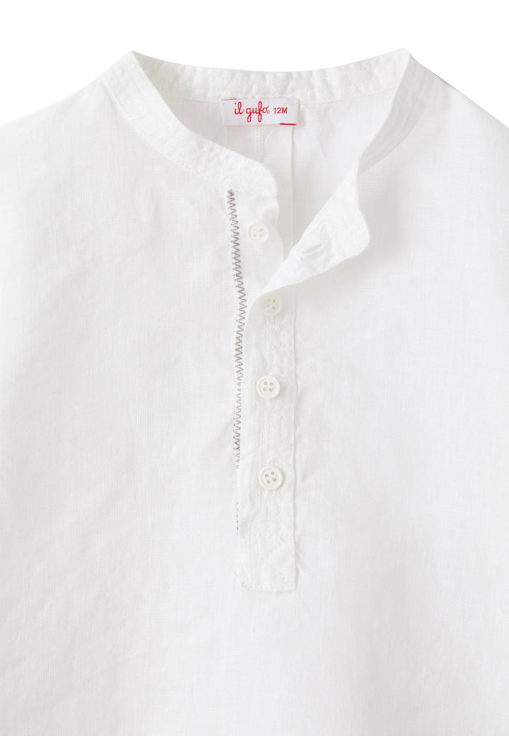 ViaMonte Shop | IL GUFO camicia neonato bianca in puro lino