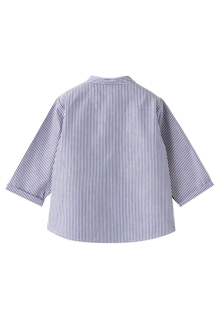 ViaMonte Shop | Il Gufo neonato camicia in puro cotone a righe blu oceano