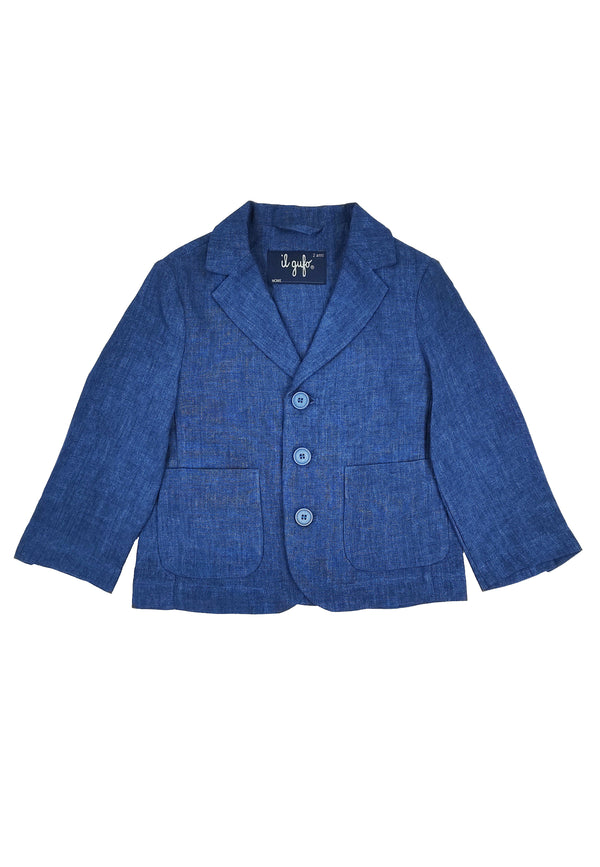 ViaMonte Shop | Il Gufo bambino giacca blu elettrico in lino