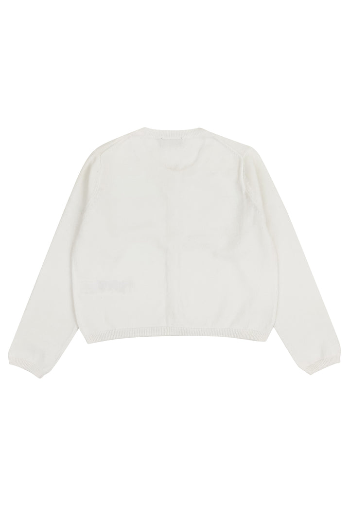 ViaMonte Shop | Il Gufo bambina maglia cardigan bianco in cotone organico