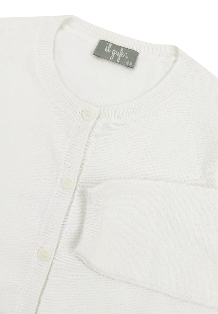 ViaMonte Shop | Il Gufo bambina maglia cardigan bianco in cotone organico