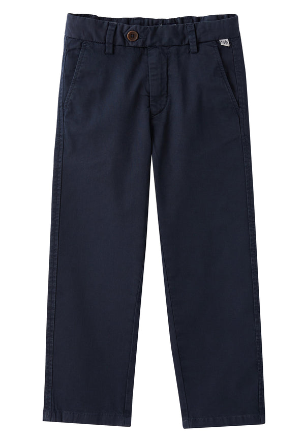 ViaMonte Shop | Il Gufo bambino pantalone chino blu in gabardina di cotone