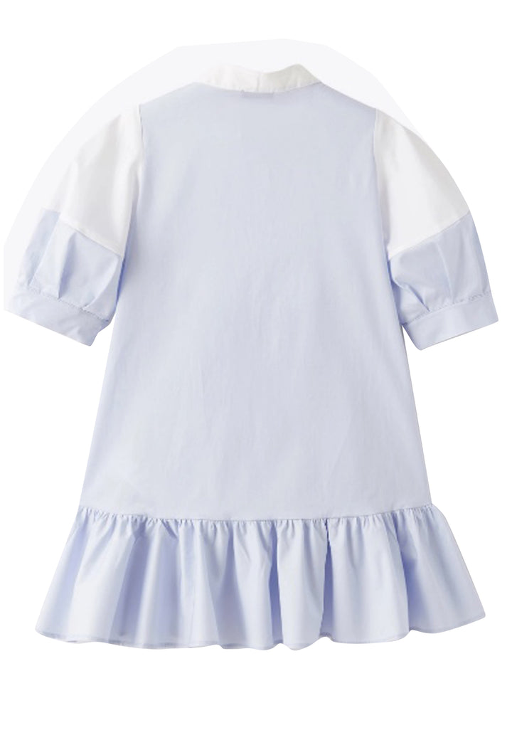 ViaMonte Shop | Il Gufo vestito bambina azzurro in cotone