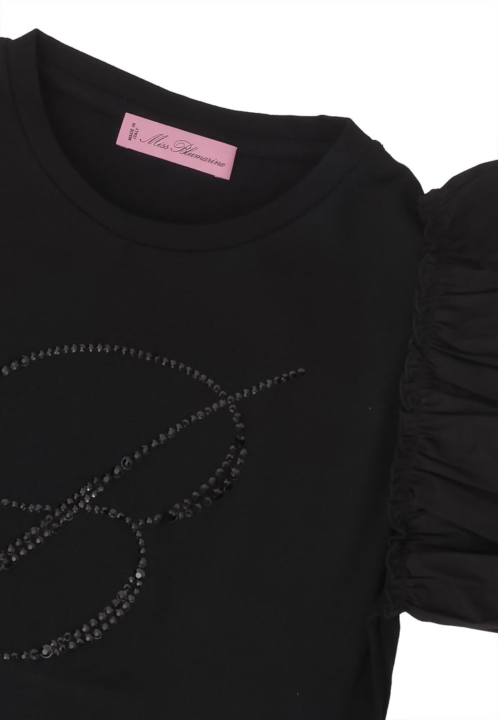 ViaMonte Shop | Miss Blumarine T-shirt bambina nera in cotone